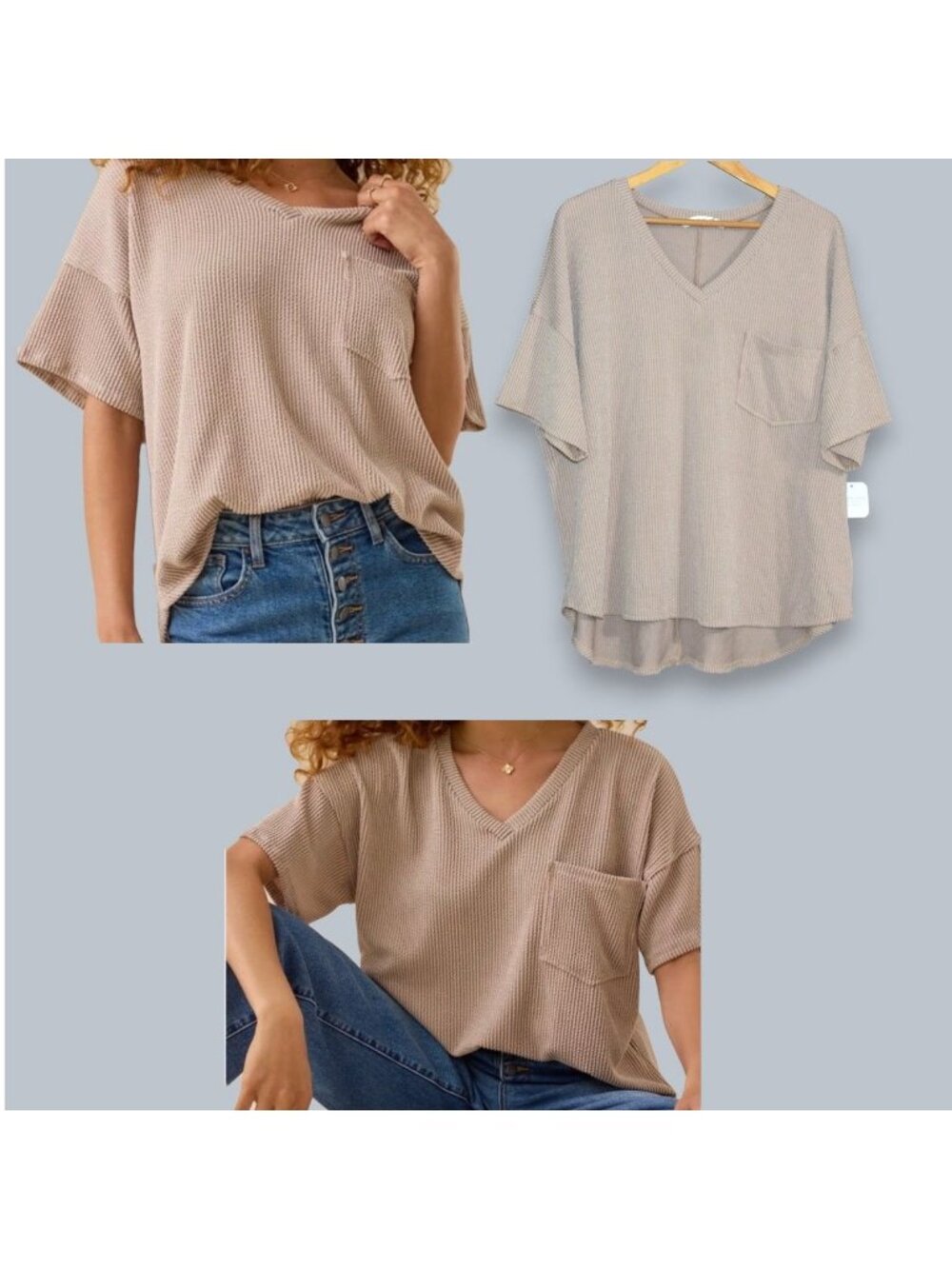 NEW! Altar'd State Alessia Ribbed Tunic Top Women's Sz XXL Blouse Shirt -Oatmeal